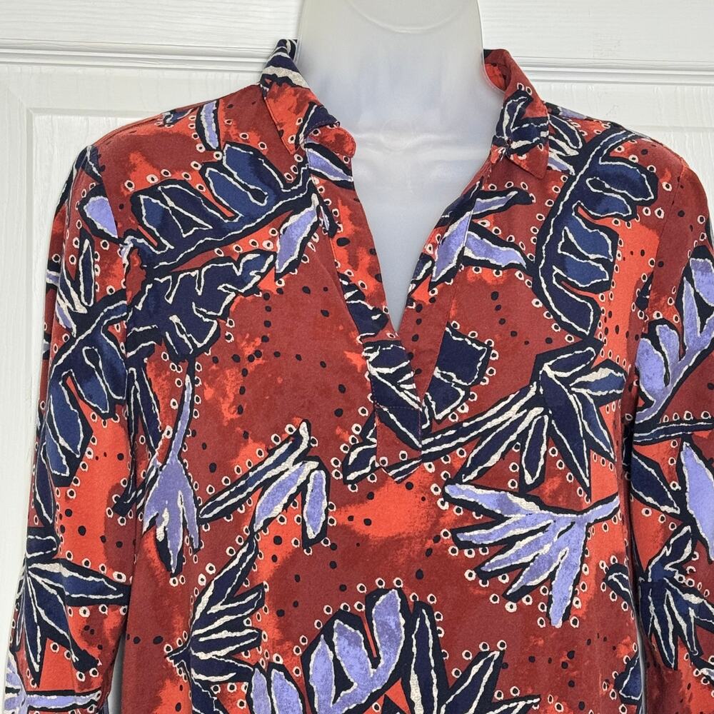 NIC+ZOE Tropical Leaf Shift Dress Split Neck 3/4 Sleeve Travel XS - Picture 3 of 11
